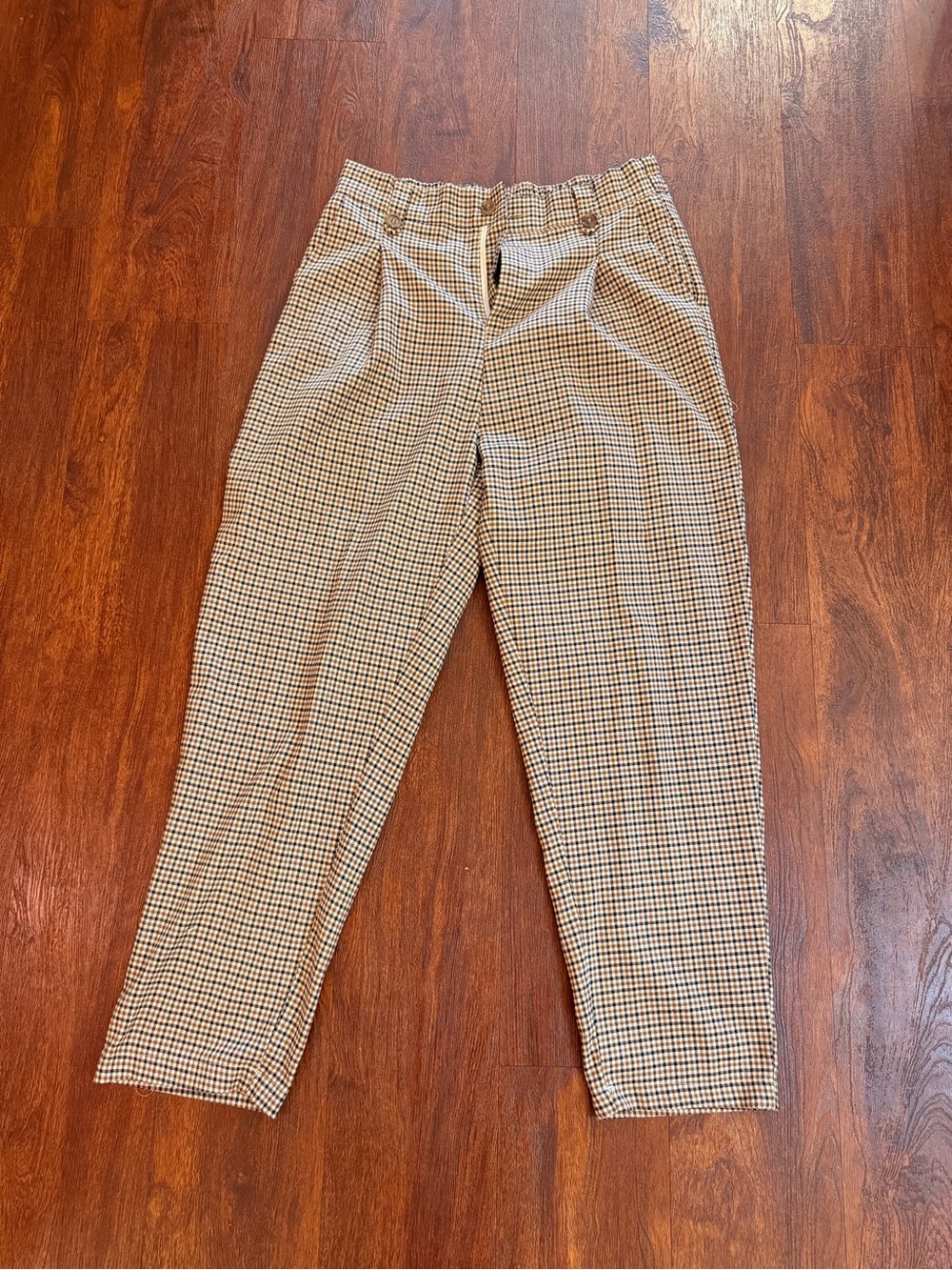 SHEIN Brown Houndstooth Ankle Pants